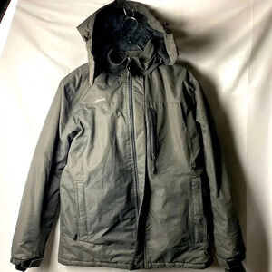 FARVALUE MENS SIZE MEDIUM HOODED JACKET QUILTED FAUX FUR‎ LINING GRAY POCKETS